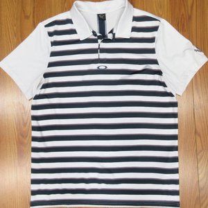 OAKLEY REGULAR FIT POLY/SPANDEX POLO SHIRT WHITE STRIPE X-LARGE, XL